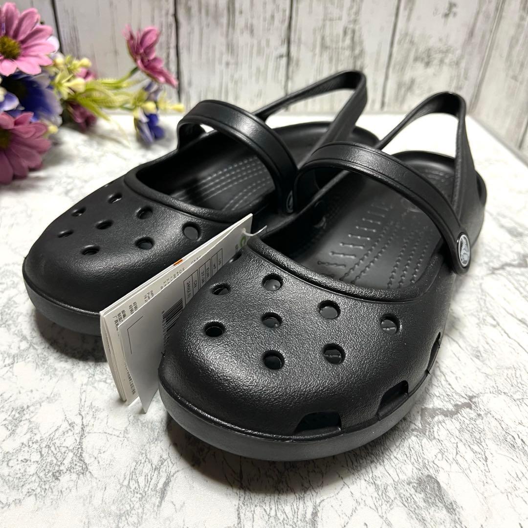 新品タグ付✨crocs シャイナ ストラップ メリージェーン 廃盤品 (W7)黒