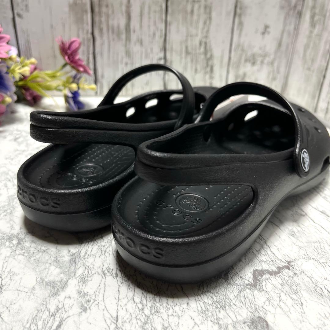 新品タグ付✨crocs シャイナ ストラップ メリージェーン 廃盤品 (W7)黒