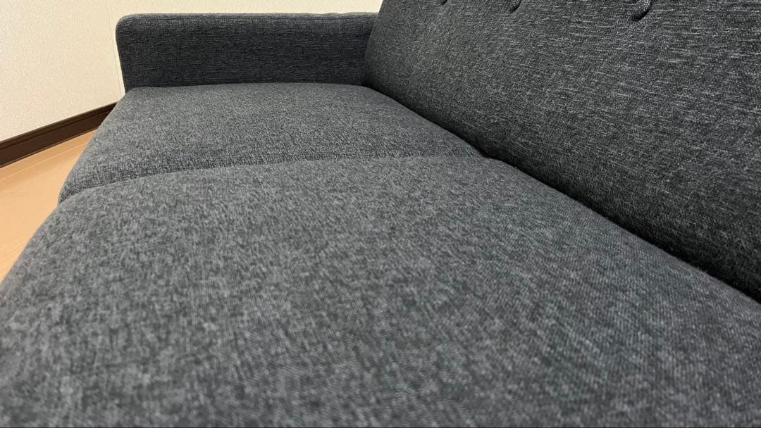 グレー ファブリック 2人掛けソファ