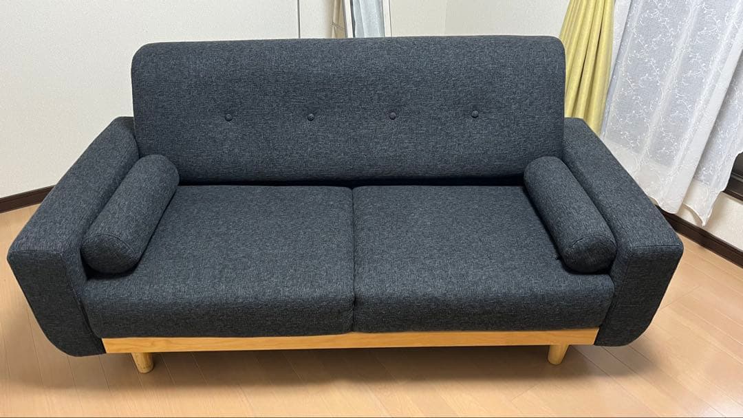 グレー ファブリック 2人掛けソファ