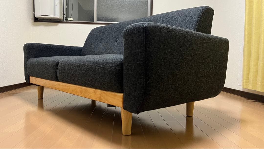 グレー ファブリック 2人掛けソファ