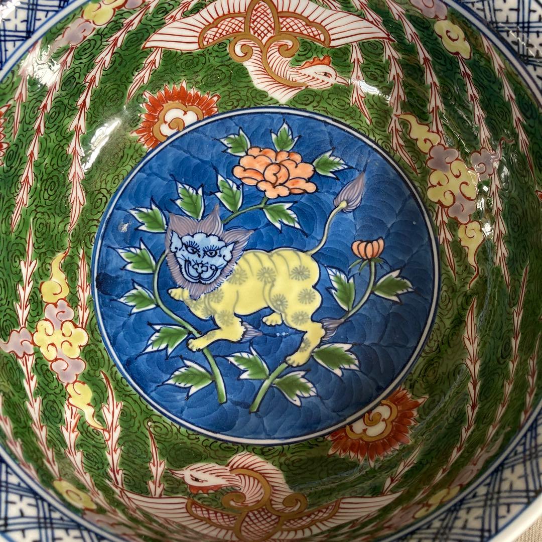 【美穂さん専用】古伊万里の伝統　名窯　舘林源右衛門作　古伊万里鳳凰獅子見込文　鉢