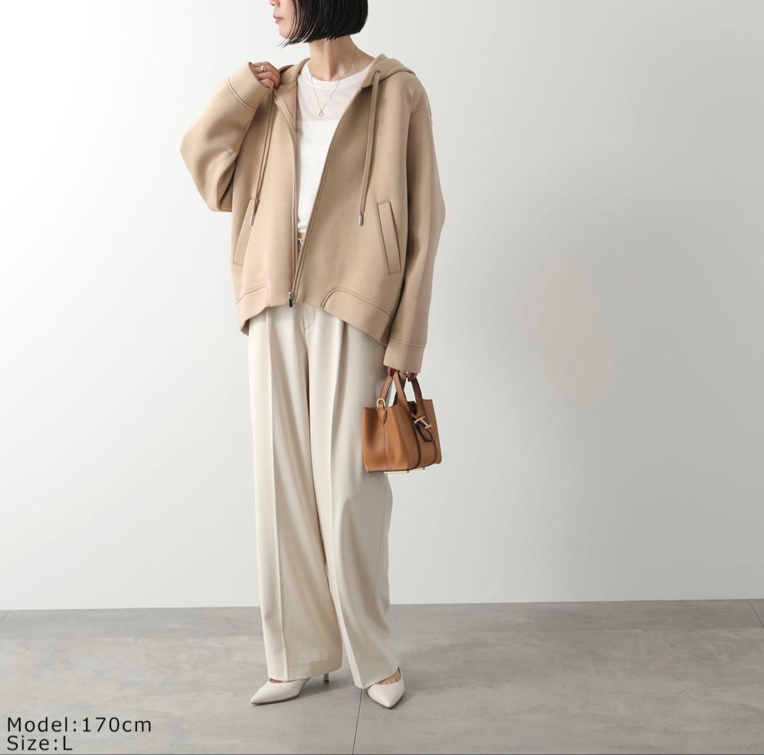 極美品 マックスマーラ 2024年モデル ジップアップパーカー ストレッチ ロゴ