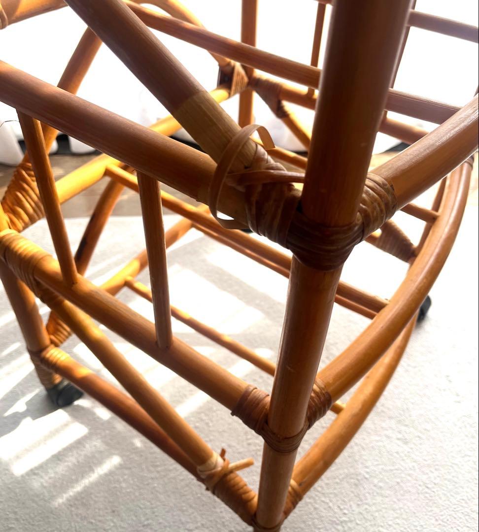 ラタン 5段バスケット収納 昭和レトロ 藤 布カバー付 ナチュラル ヴィンテージ