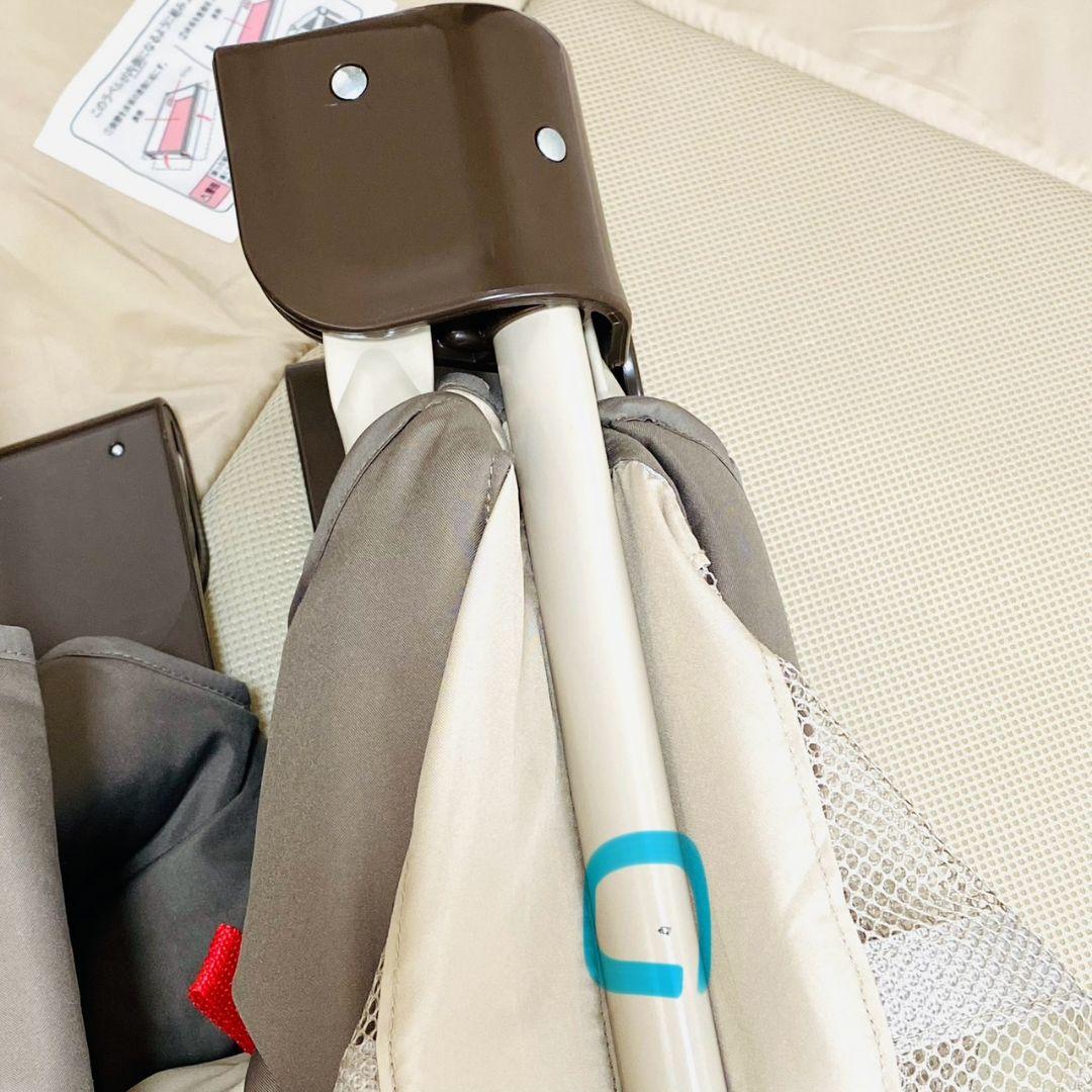 美品♡アップリカ ココネルエアー ココアブラウン♡キャスター付 ベビーベッド