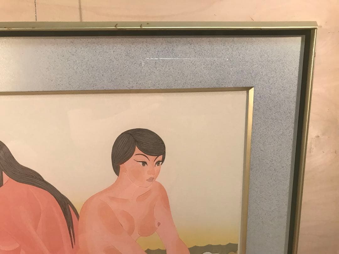 ジャス子さま専用　上田臥牛　「海女母娘」　木版画　直筆サイン・エディション有り