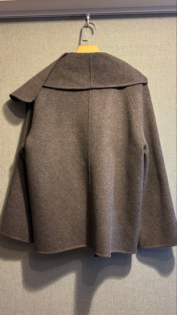 【完売】COS 2025ダブルフェイス ウール スカーフコートグレー XXS