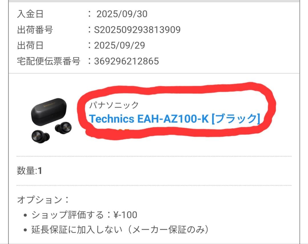 て*。様 美品　Technics EAH-AZ100 付属品完備　ケース・イヤー