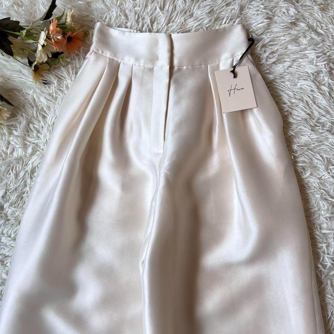 タグ付き Heve ヘイヴ サテン ワイド ブラック バニラ 36