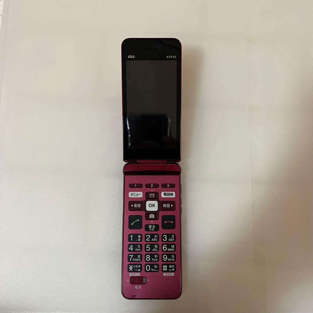 京セラ KYF43 かんたんケータイライト ガラケー レッド 赤