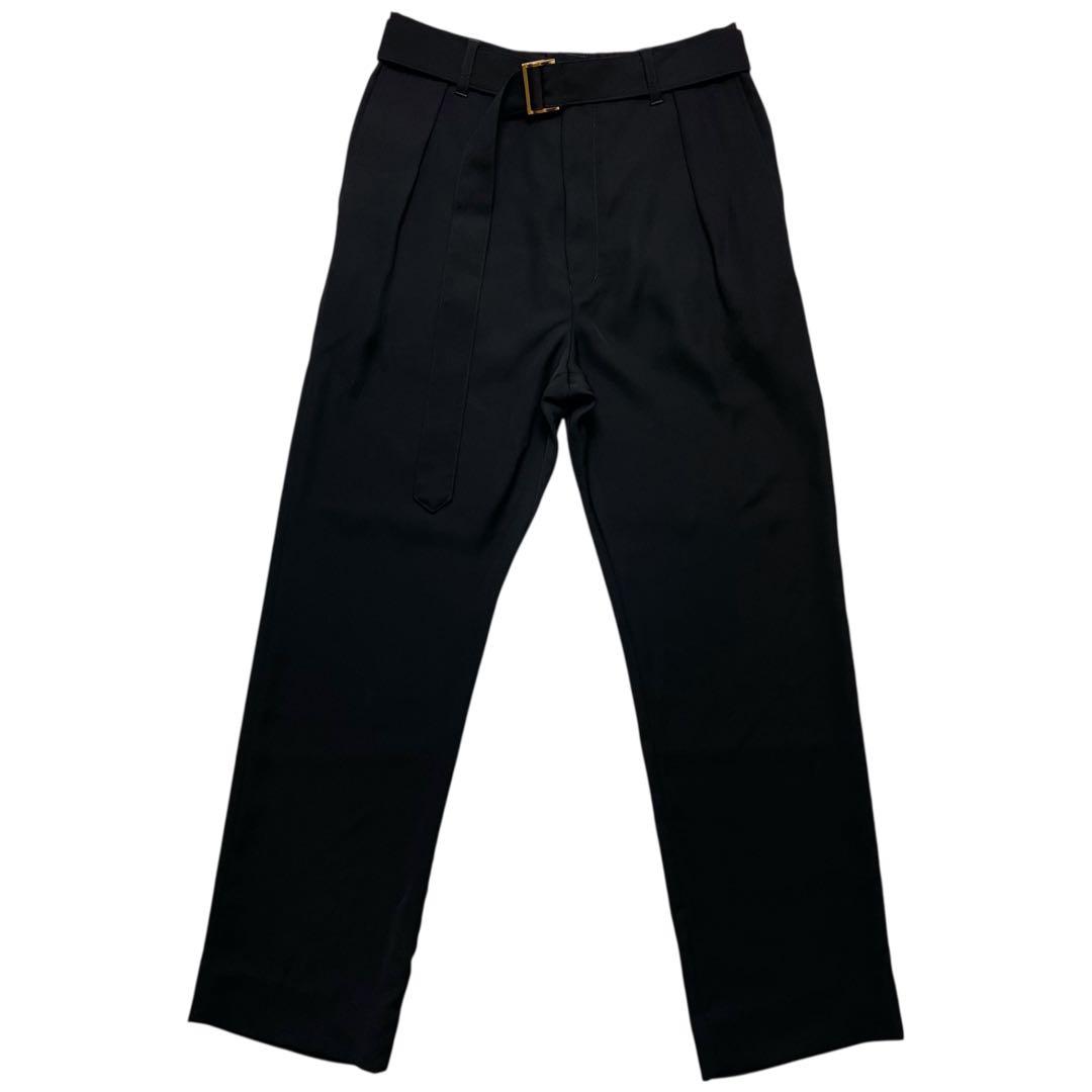 未使用級【CULLNI】25ss ベルト付き 1タック パンツ スラックス L