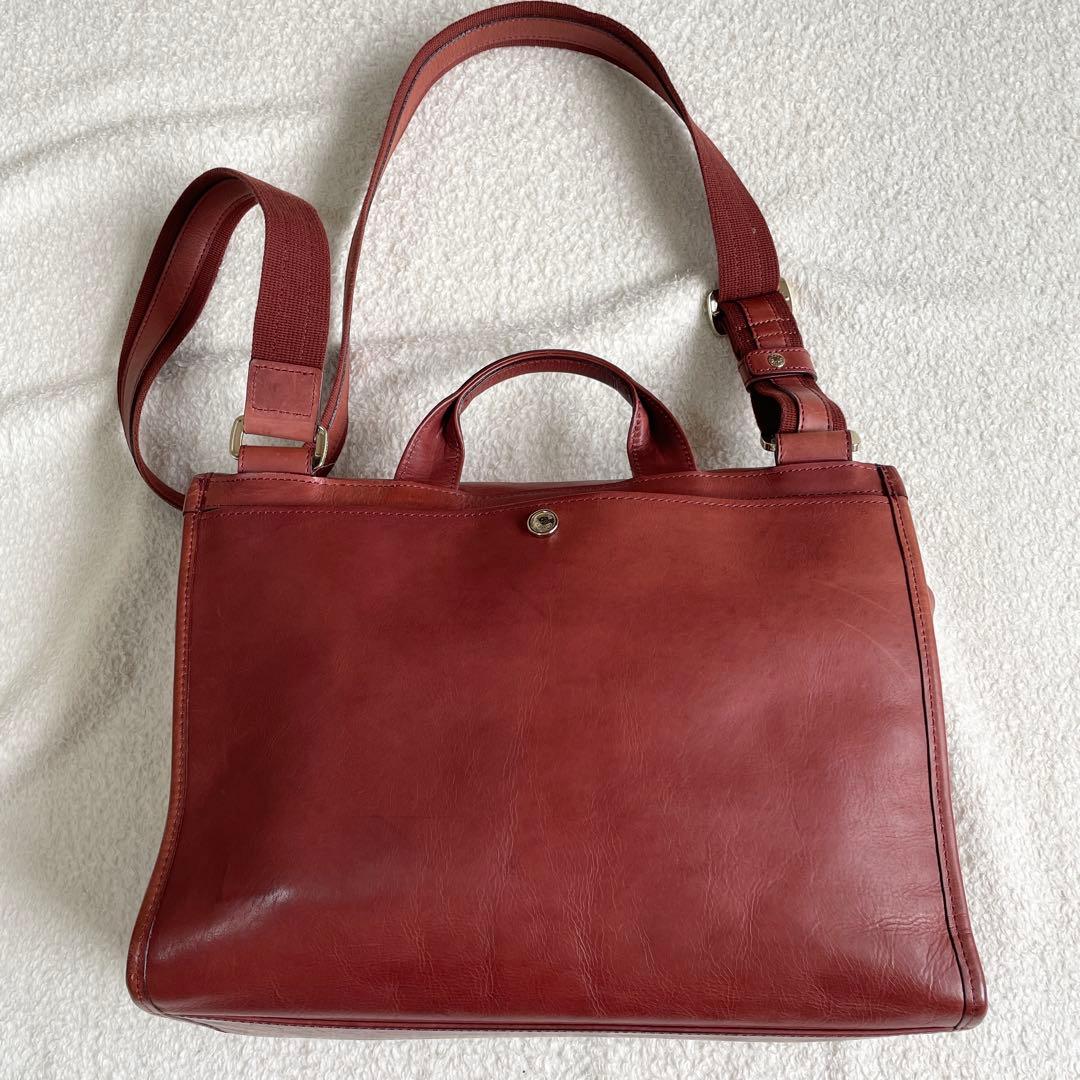 美品 アニアリ 2wayショルダーバッグ レザー ブラウン ターンロック 大きめ