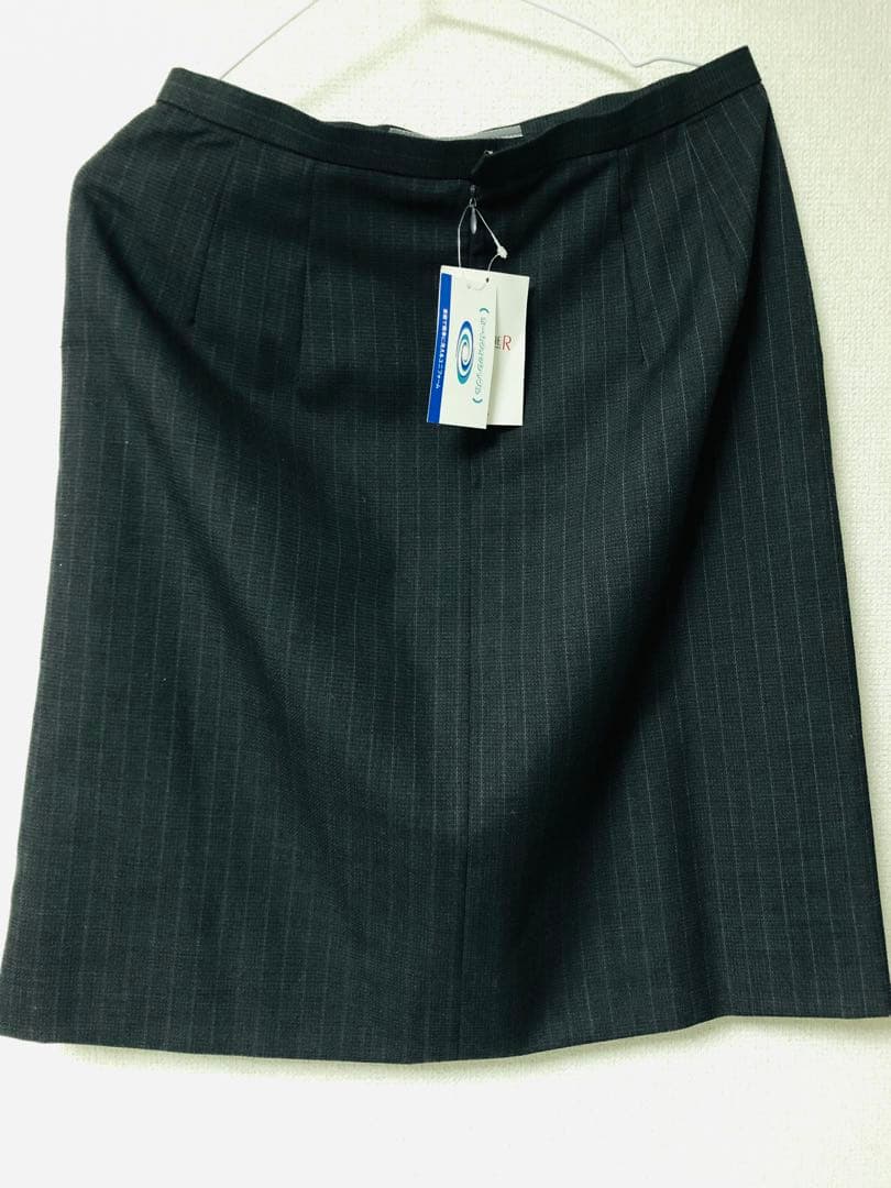 事務服 15号 LL 13号 オフィス ストライプ(青)チャコールグレーウォッシ