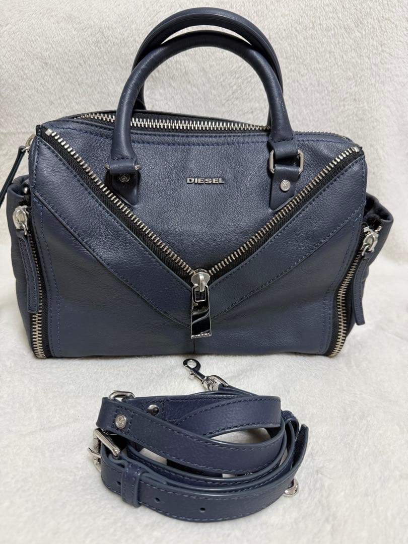 ディーゼル　ミニボストン　ハンドバッグ　ショルダーバッグ　ネイビー　未使用品