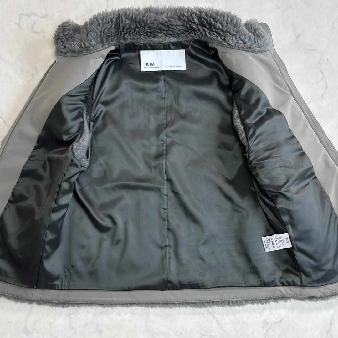 美品ティッカ WOOLファーベスト 24FW ハイネックライトグレー F su3