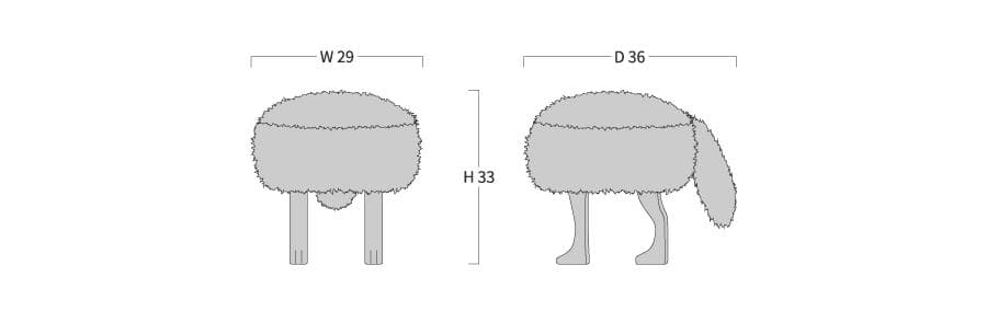 展示品 旭川家具 匠工芸 アニマルスツール フォックスグレー Sサイズ