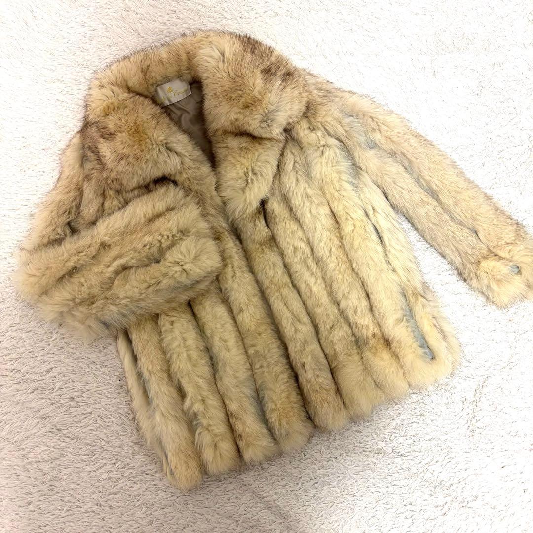 毛皮　ブルーフォックス　ファー　コート　ボリューミー