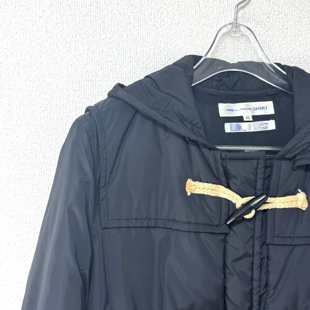 美品　コムデギャルソンシャツ　ブラック　メンズオム　ナイロンダッフルコート M