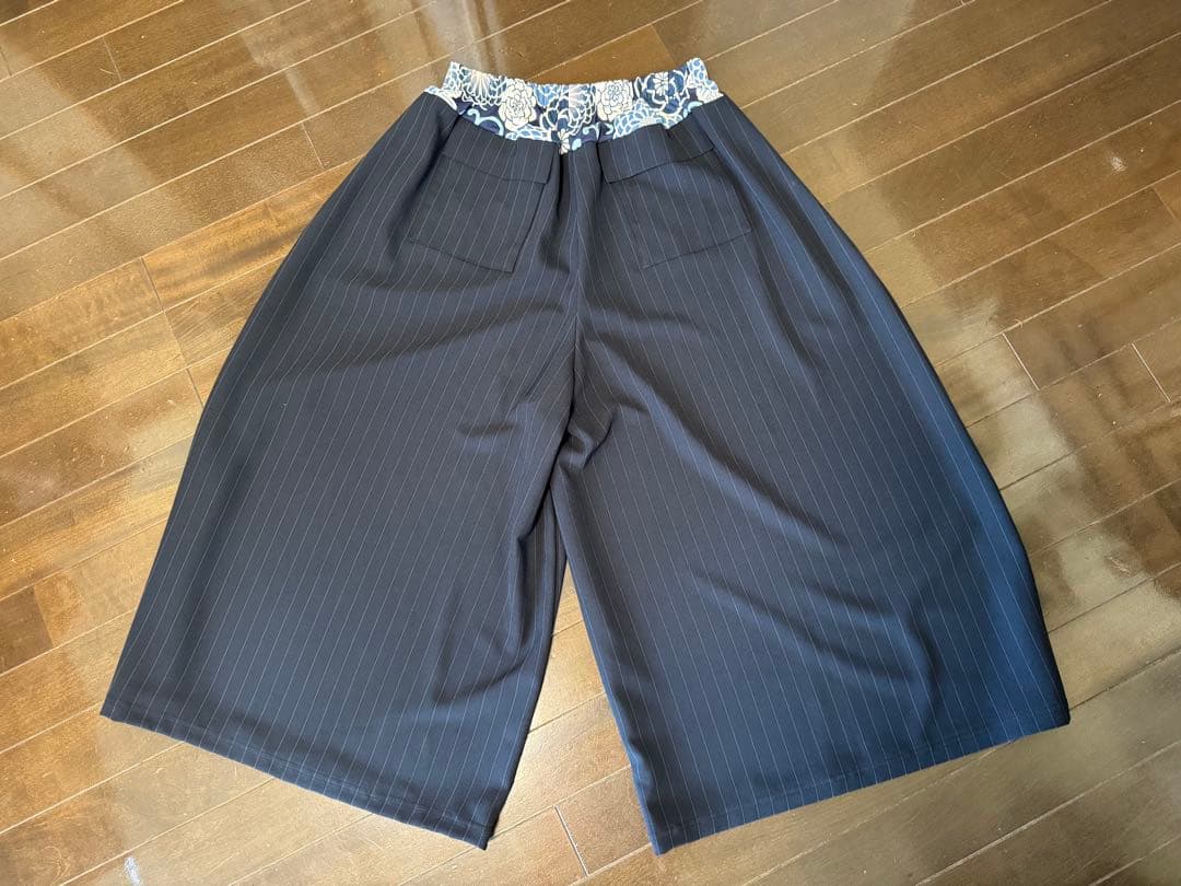 ほにや　ストライプ ガウチョパンツ