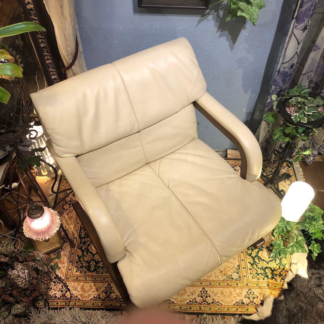 Sale ヴィンテージ 富士ファニチャー　キャスター革張りアームチェア