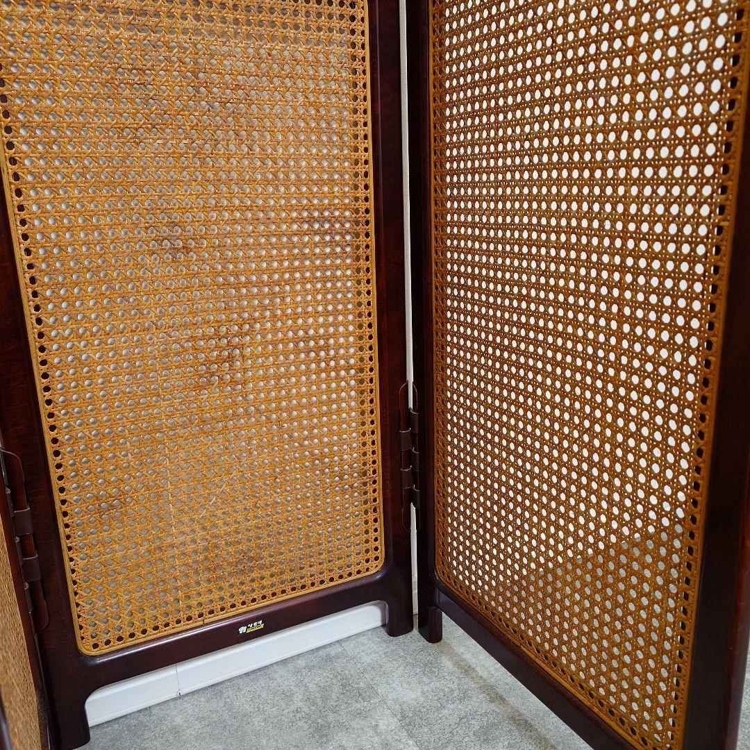 カリモク家具　オールドカリモク　ラタン製のパーテーション