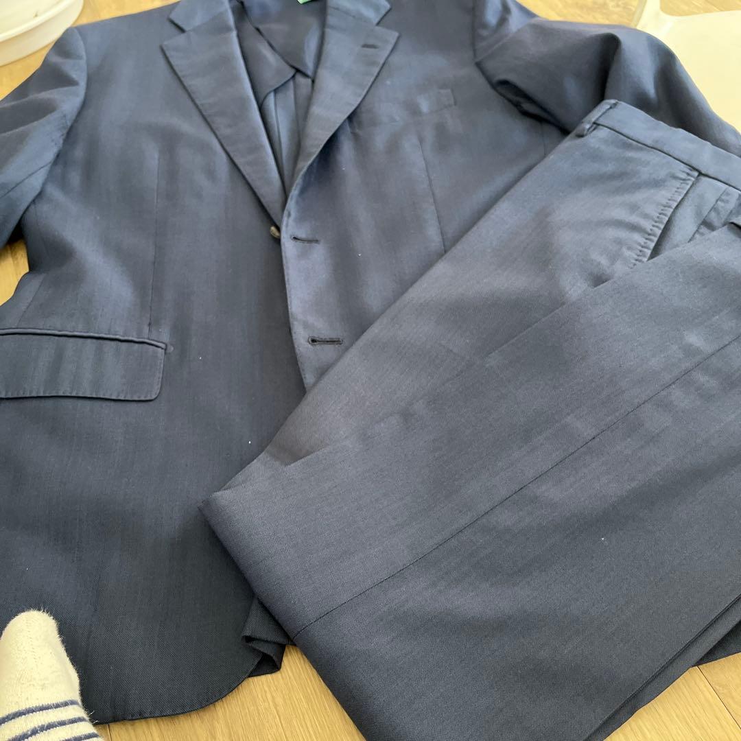 【美品】シップス×ロロピアーナ　高級　イタリア生地　ネイビー　52