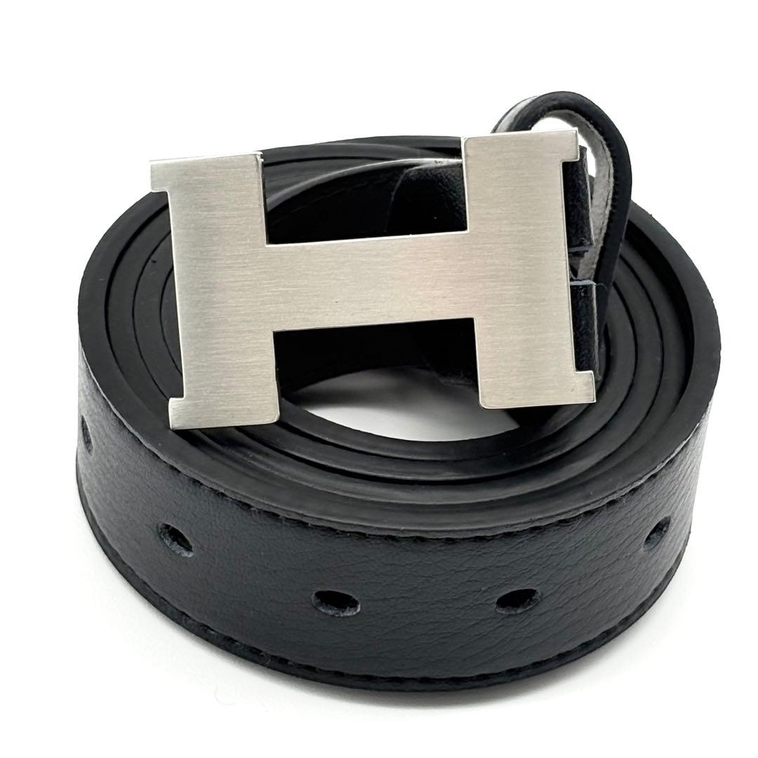 HERMES　ベルト　コンスタンス　Hロゴ　シルバー　レザー　本革　ロゴバックル