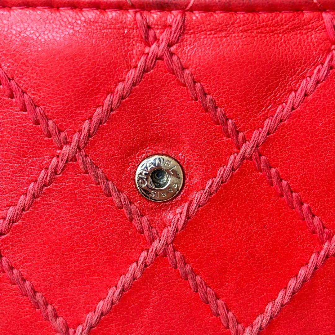 シャネル A80142 ウォレット　ココマーク　レザー赤　レッド　長財布 19番