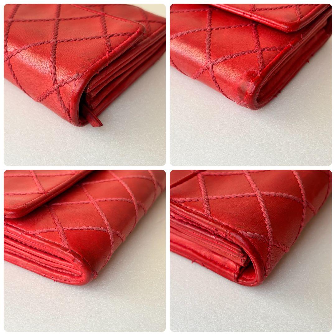 シャネル A80142 ウォレット　ココマーク　レザー赤　レッド　長財布 19番