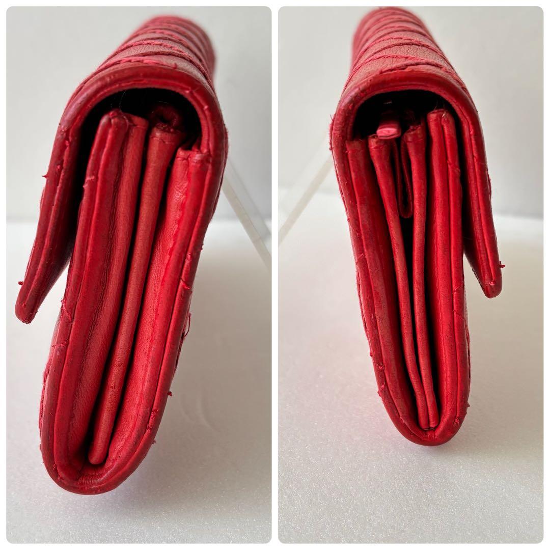 シャネル A80142 ウォレット　ココマーク　レザー赤　レッド　長財布 19番