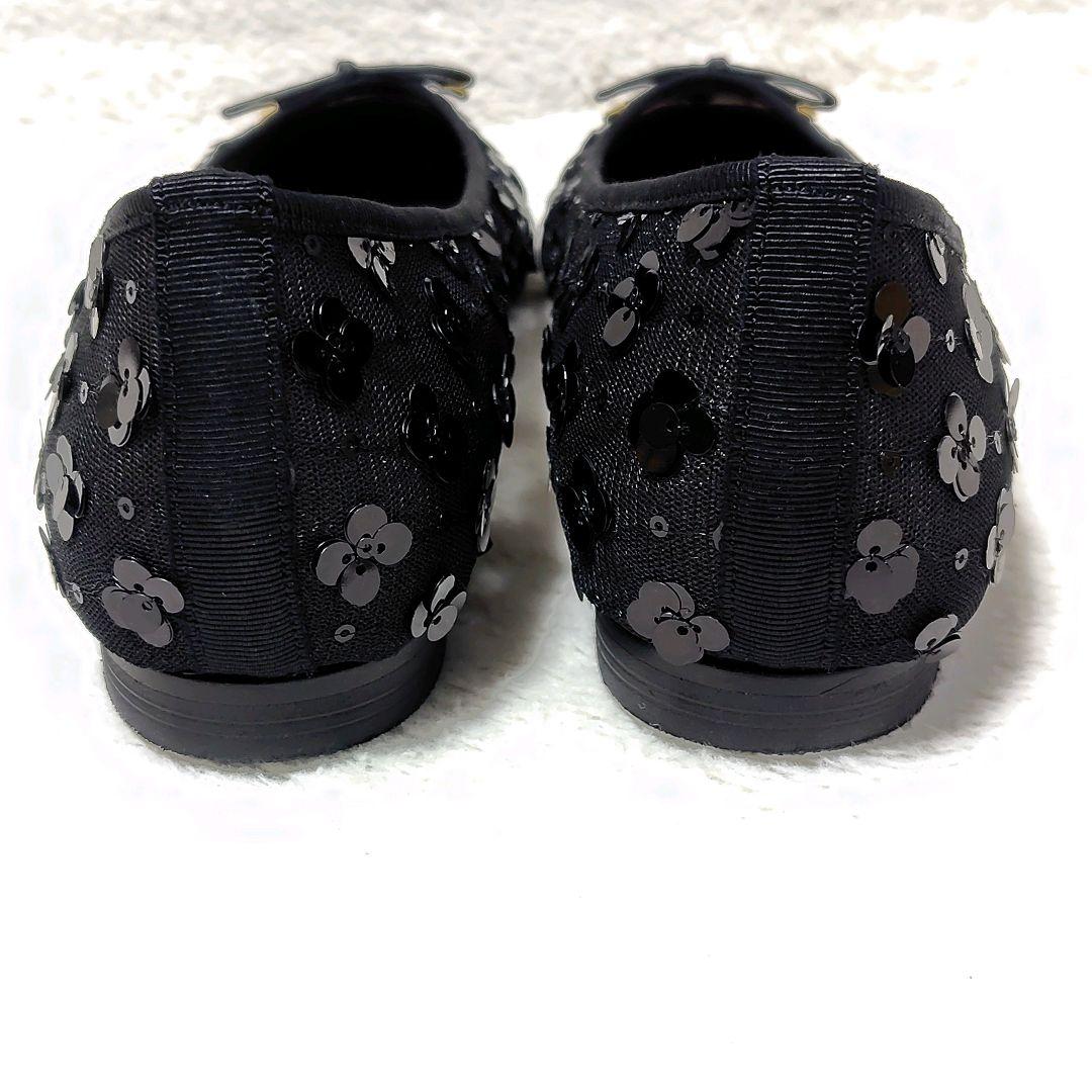 未使用級美品　ルタロン　フラワースパンコールバレエ　フラット　黒　日本製