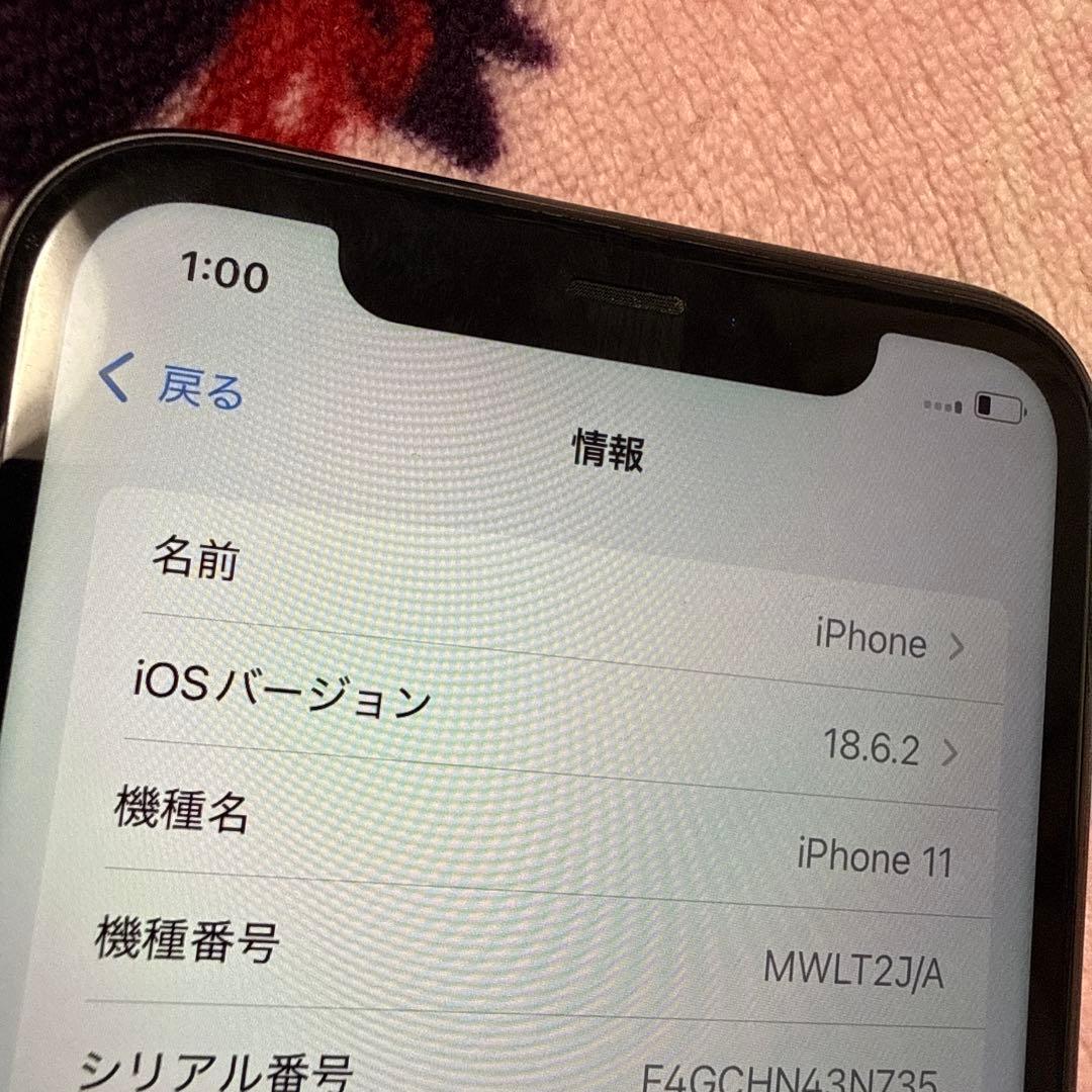 格安動作品 大容量64GB iPhone11 MWLT2J/A SIMロック無し