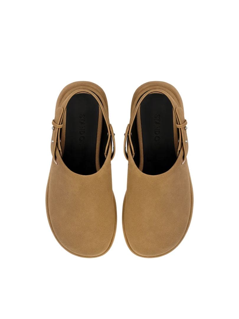 靴 STAND OIL HATCHED MULE CAMEL 24cm