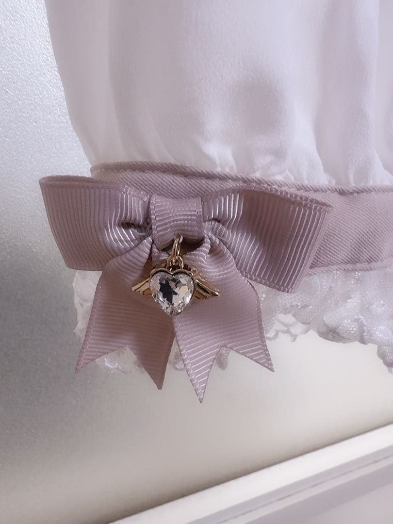 LIZLISA ティアラリボンリブカットブラウス ピンク