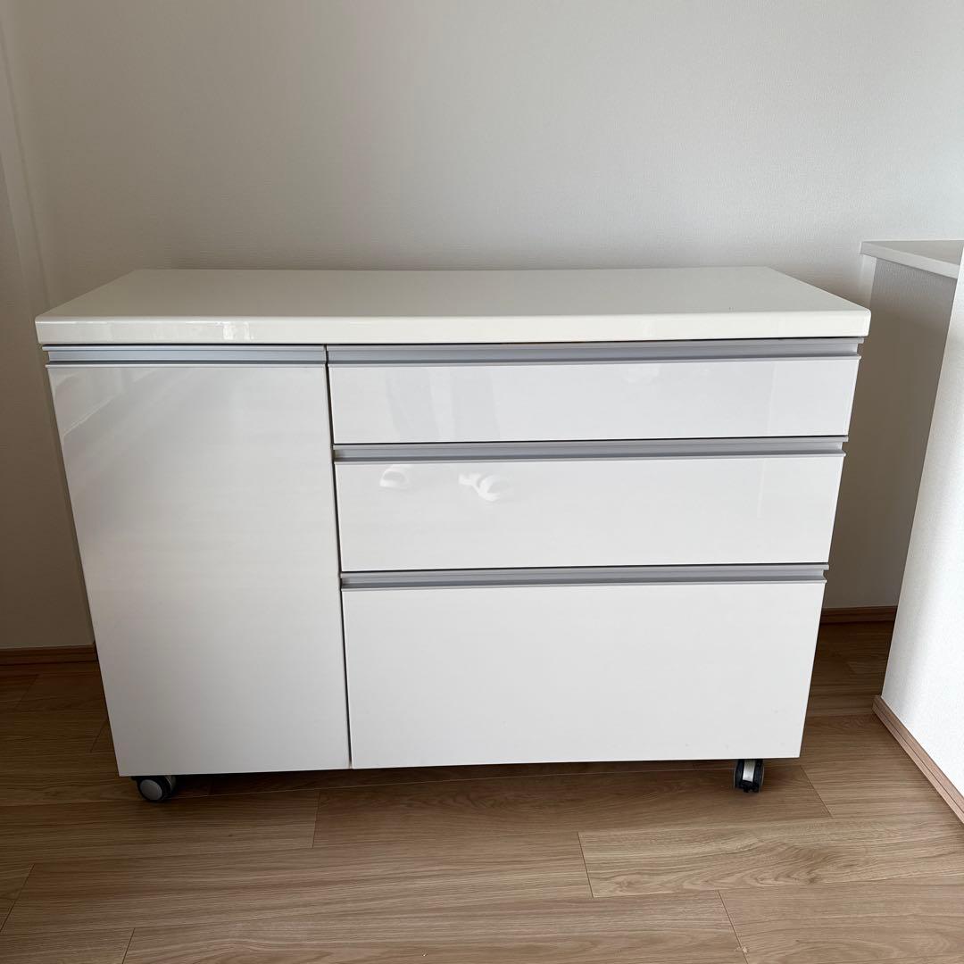 パモウナ◇キッチンカウンター◇食器棚◇幅120cm ホワイト