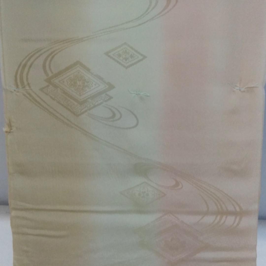 正絹　長襦袢　生地　長襦袢地　反物　縦ぼかし　ピンク　薄橙色　流水　花菱