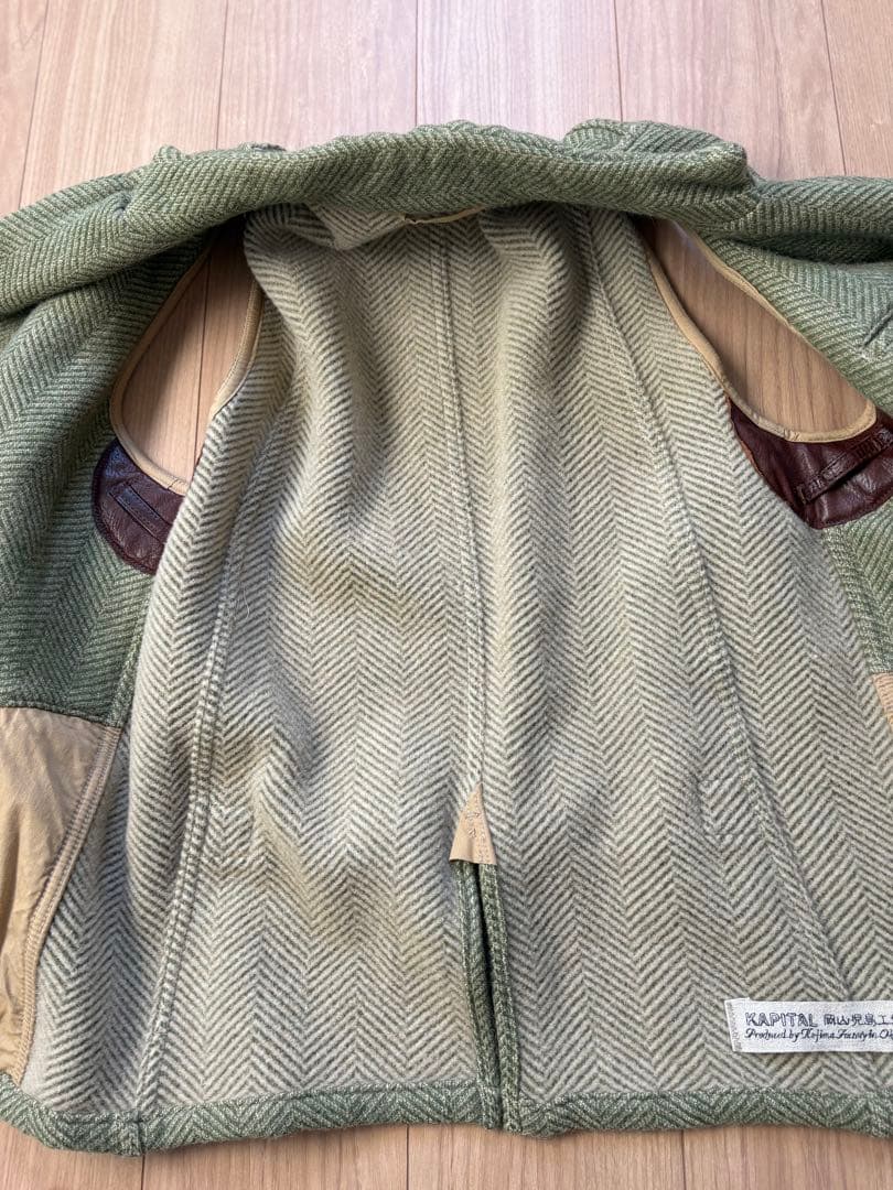 KAPITAL ヘリンボーン ベスト Lサイズ オリーブグリーン
