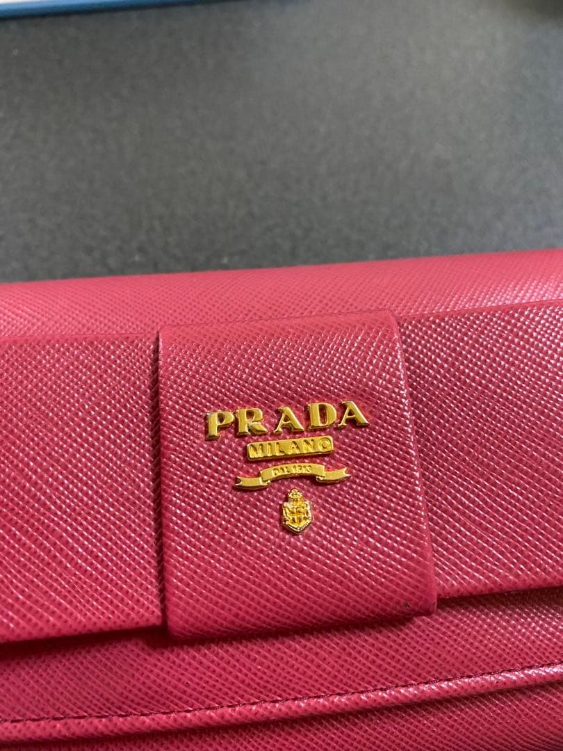 PRADA 長財布 サフィアーノ リボン ペオニア