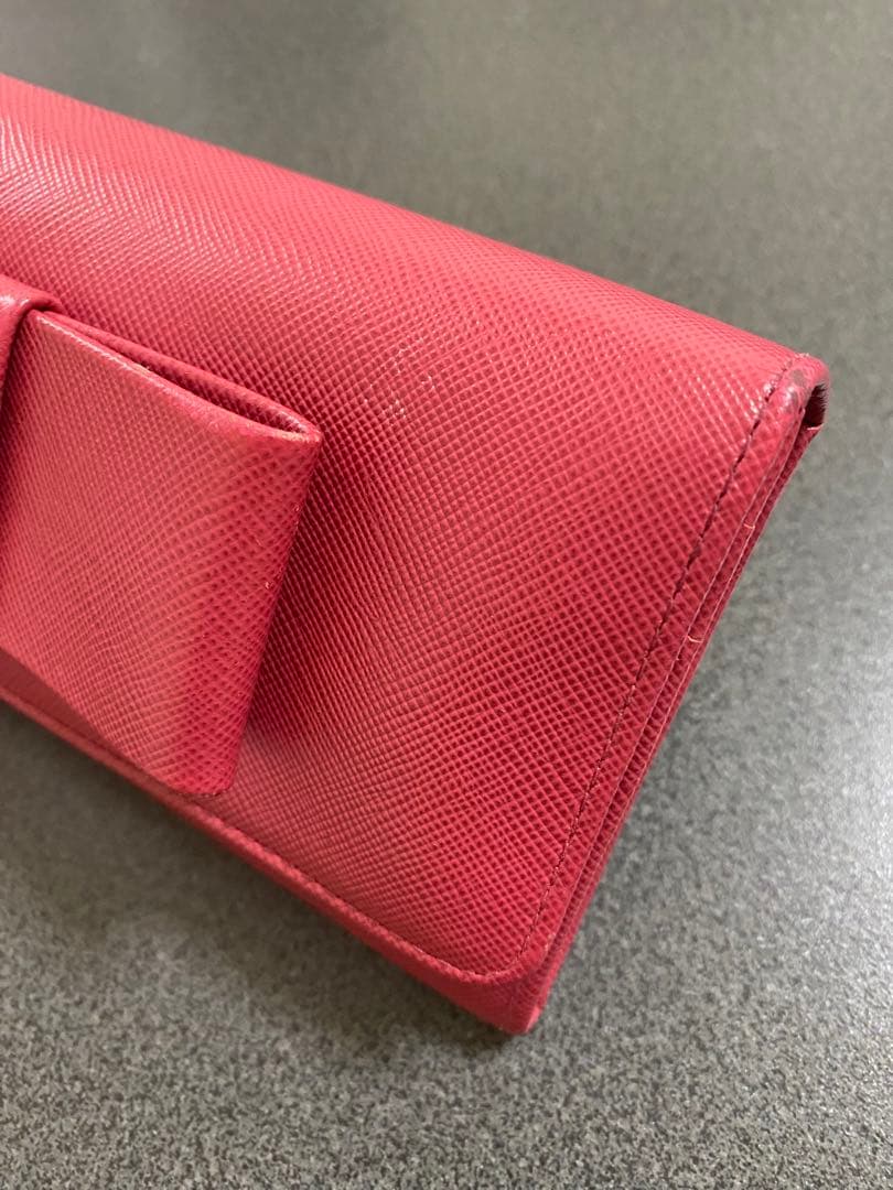 PRADA 長財布 サフィアーノ リボン ペオニア