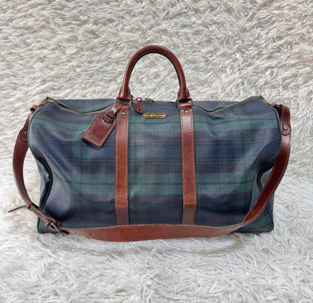 チェック柄ボストンバッグ