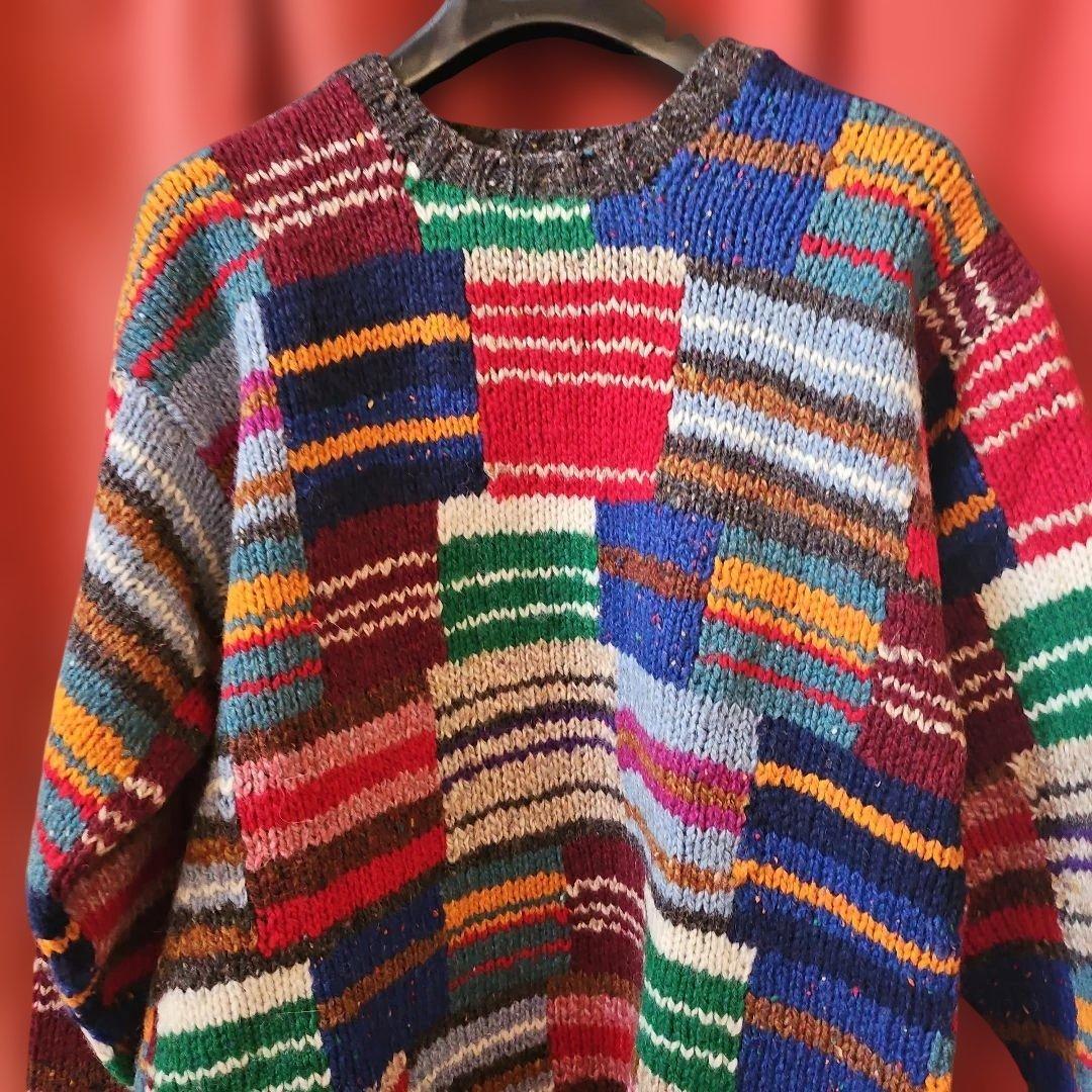 J.CREW パッチワークウールセーター M