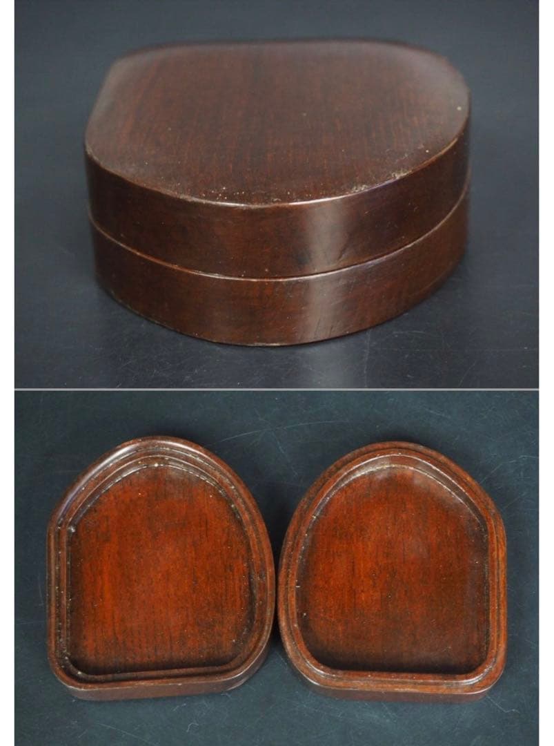 送料無料　中国古硯 　小振り『池中蝸牛』彫刻歙硯 　7.4×6ｃｍ　中国古玩