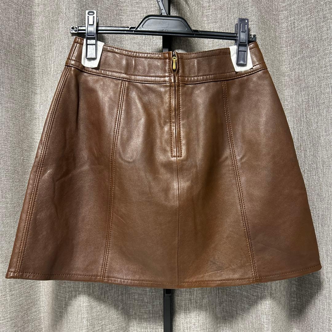 COACH ブラウンレザー ミニスカート