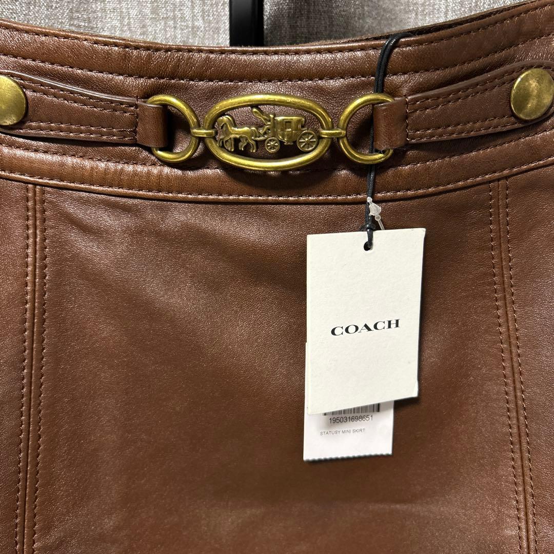 COACH ブラウンレザー ミニスカート
