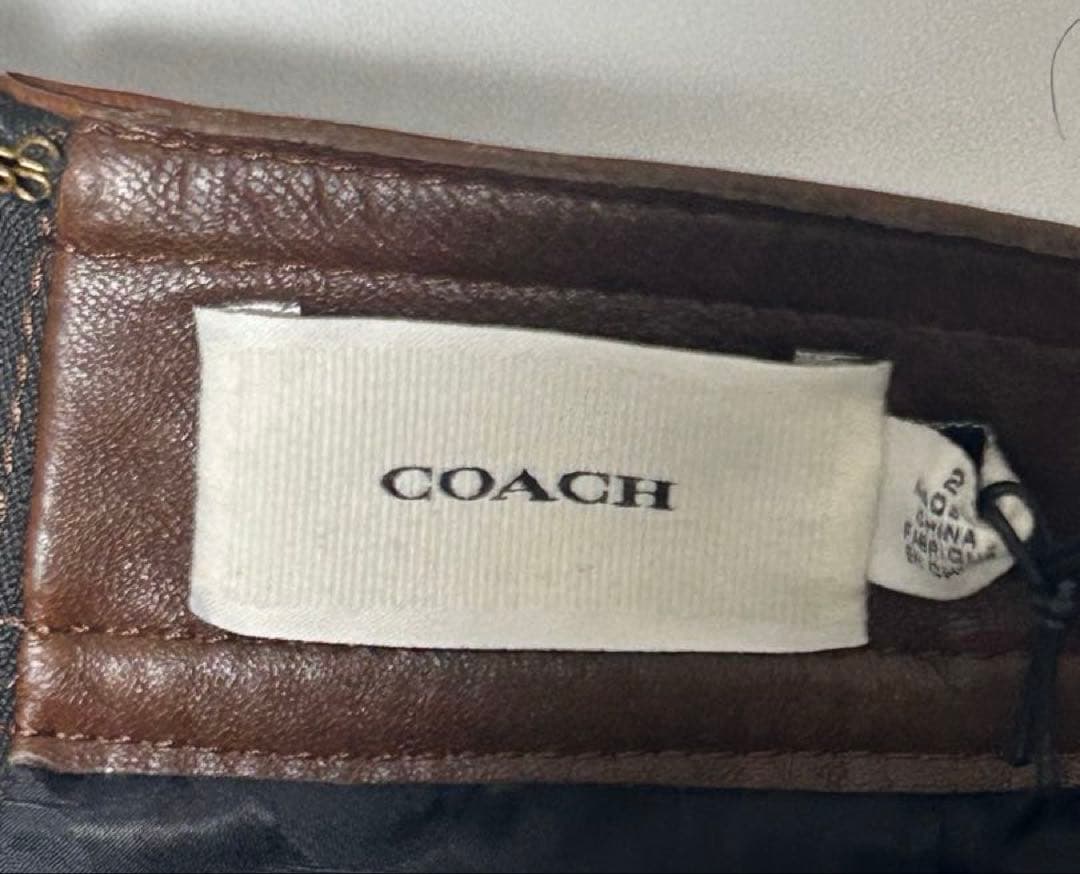 COACH ブラウンレザー ミニスカート