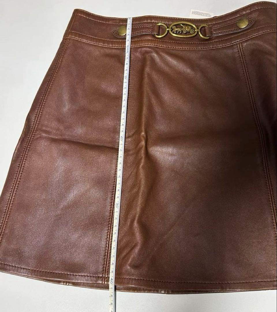 COACH ブラウンレザー ミニスカート