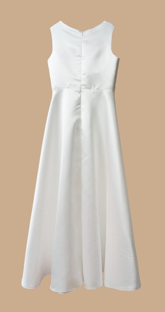 【新品】ウェディングドレス Aライン ノースリーブ 光沢サテン 二次会 前撮り