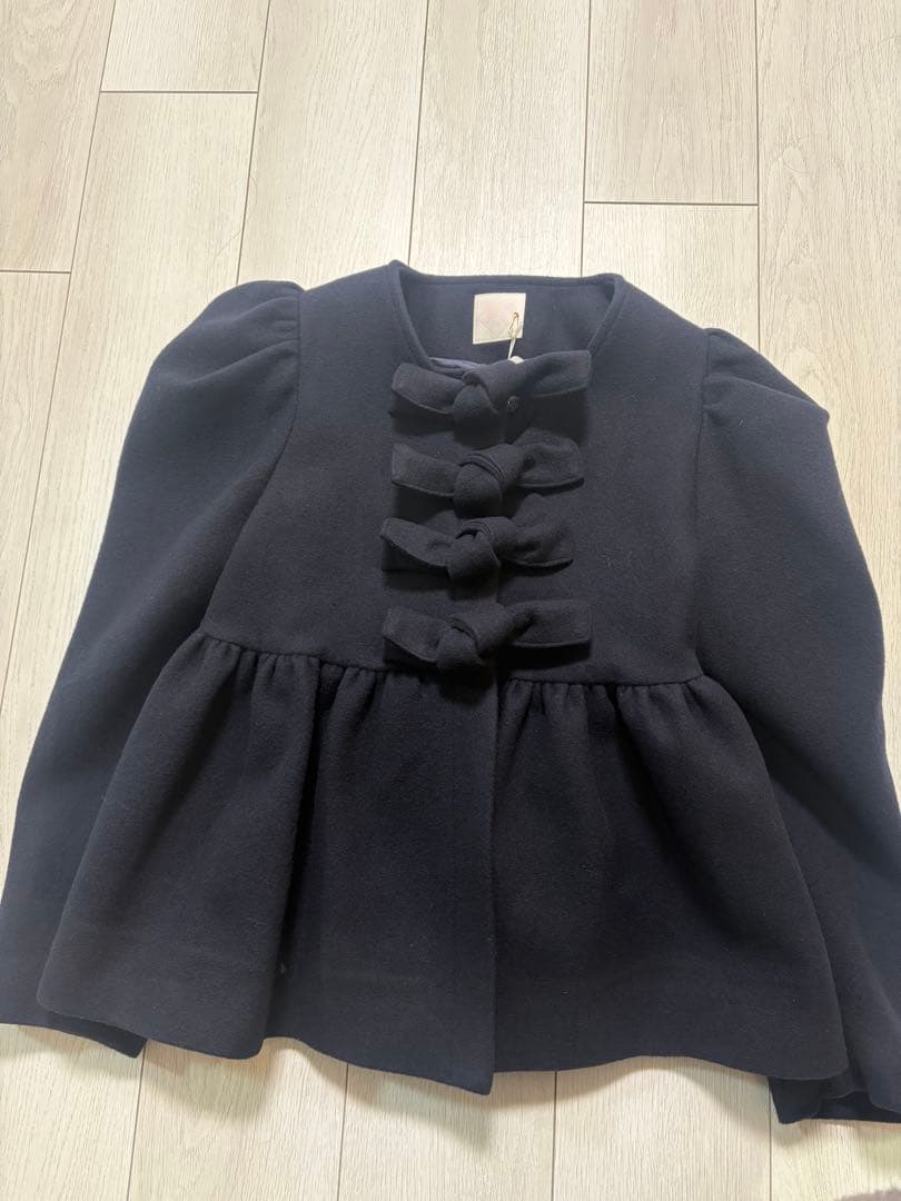 jnhearts リボンコート　36 ネイビー　ribbon coat