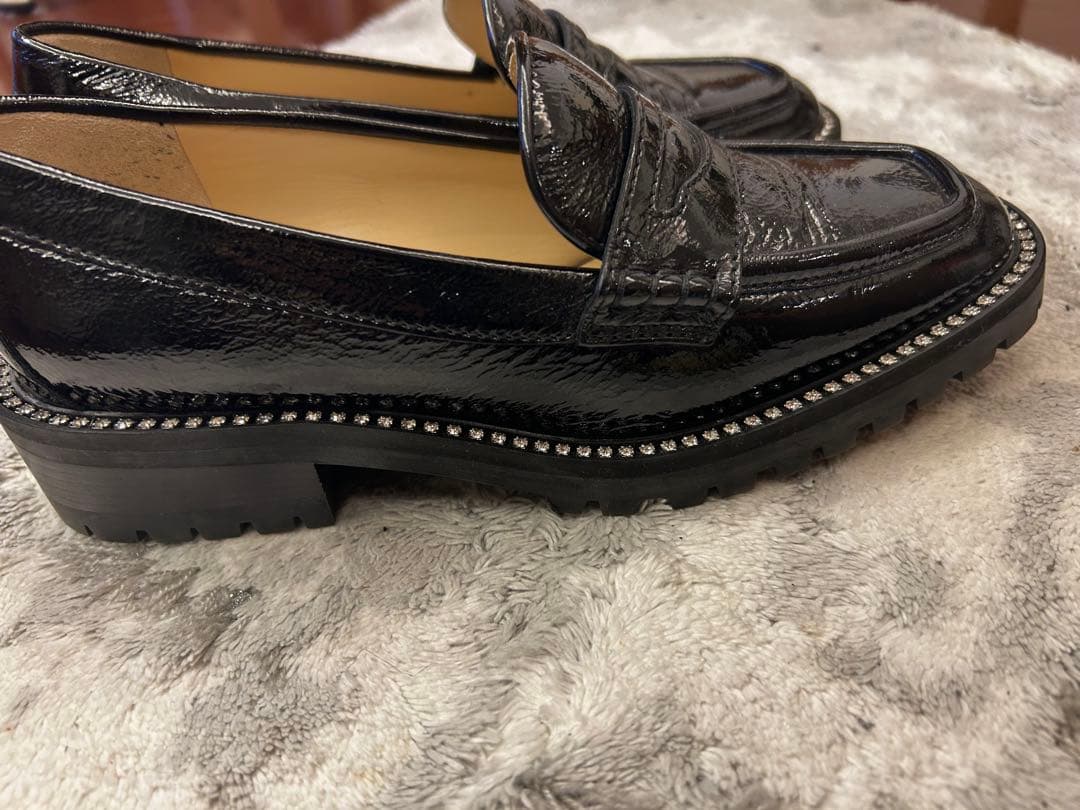 JIMMY CHOO ブラックローファー ビジュー36