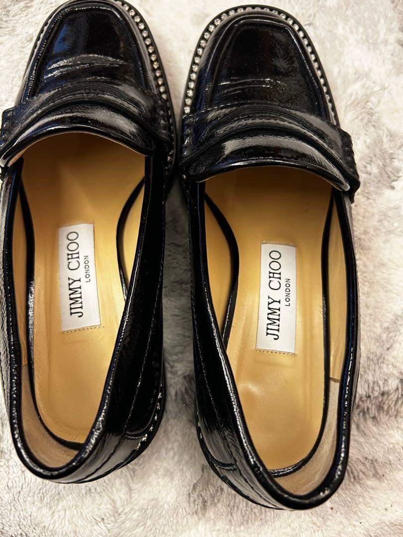 JIMMY CHOO ブラックローファー ビジュー36